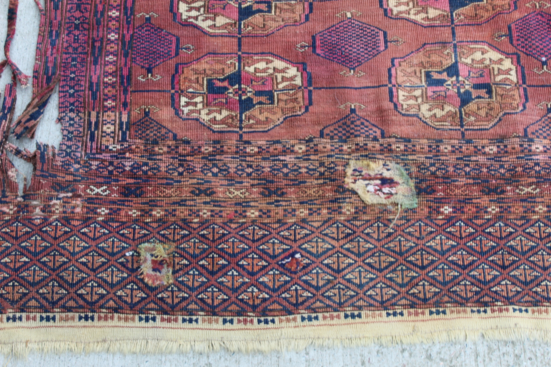 Small Persian Tekke wool rug with three rows of guls, 120cm x 88cm and another 174cm x 116cm. Both - Image 20 of 23
