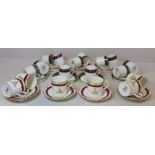 Set of six Royal Crown Derby coffee cans and saucers with Worshipful Company of Mercers emblem and