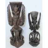 Eastern carved hardwood figure of the Hindu deity Garuda being ridden by Vishnu, 41cm high and