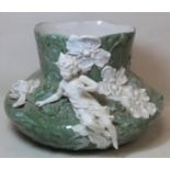 Late 19th/early 20th century Continental vase of square circular form with marbled green and white