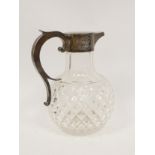 Hobnail cut glass claret jug with silver mounts and handle, by The Goldsmiths & Silversmiths Co