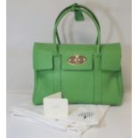 Mulberry Bayswater lady's handbag in bright green glossy goat leather, no. 5271062, approx. 38cm