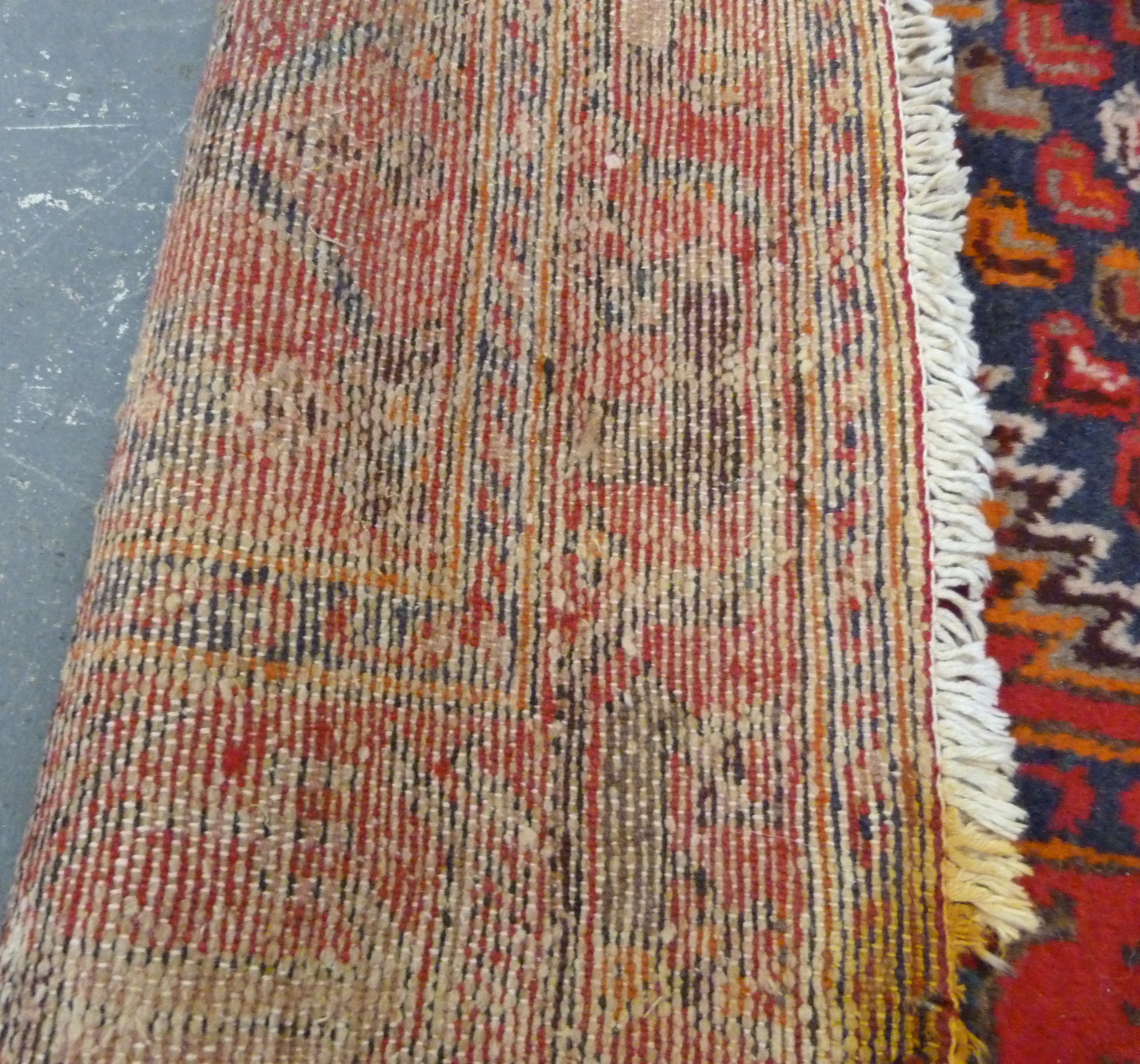 Persian wool carpet with double hexagonal medallions in hexagonal lozenge on red field, 213cm x - Image 4 of 4