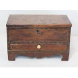 Small 19th century fruit wood box of rectangular form with inlaid diamond banding and stringing,