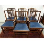 Set of five 19th century dining chairs on reeded supports, to include a carver (5)