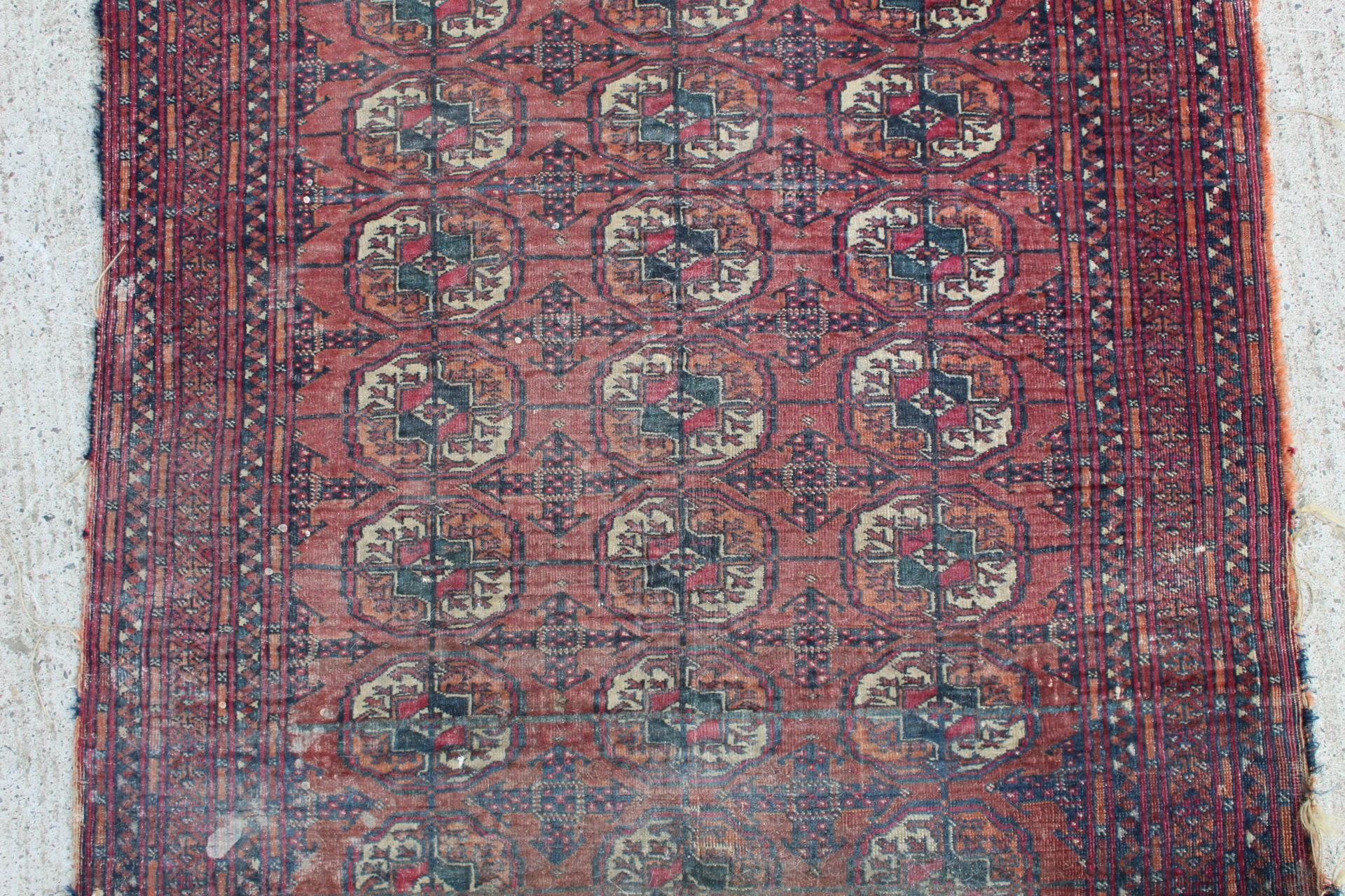 Small Persian Tekke wool rug with three rows of guls, 120cm x 88cm and another 174cm x 116cm. Both - Image 4 of 23