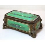 19th century Continental porcelain and ormolu trinket box of rectangular form with polychrome floral