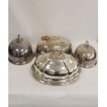 Old Sheffield  plated meat dish cover c 1830 , another pair in ep and another (4)