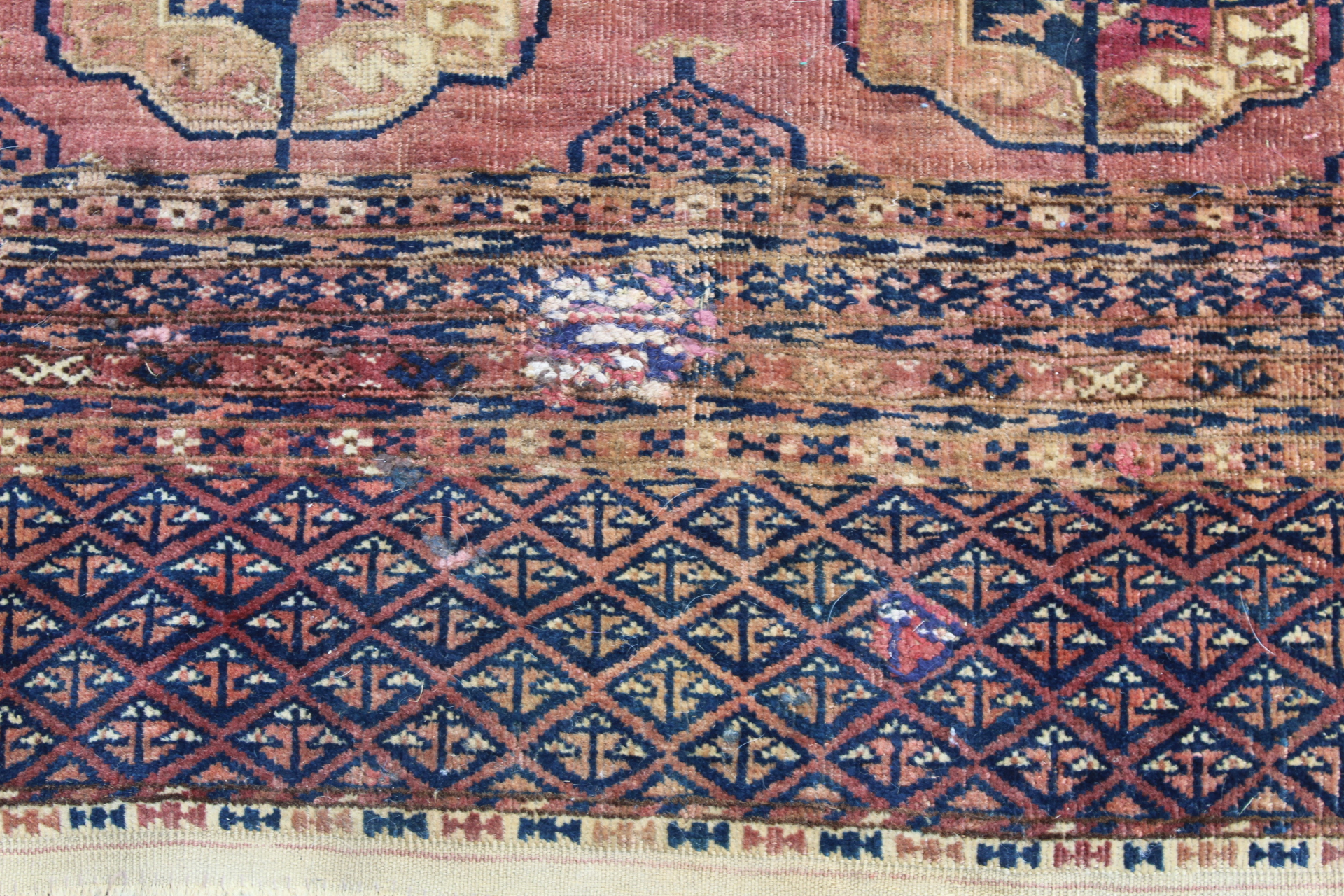 Small Persian Tekke wool rug with three rows of guls, 120cm x 88cm and another 174cm x 116cm. Both - Image 14 of 23