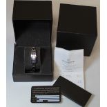 Gucci lady's stainless steel wristwatch, model no. 3900L, with grey face. Boxed with Beaverbrook's