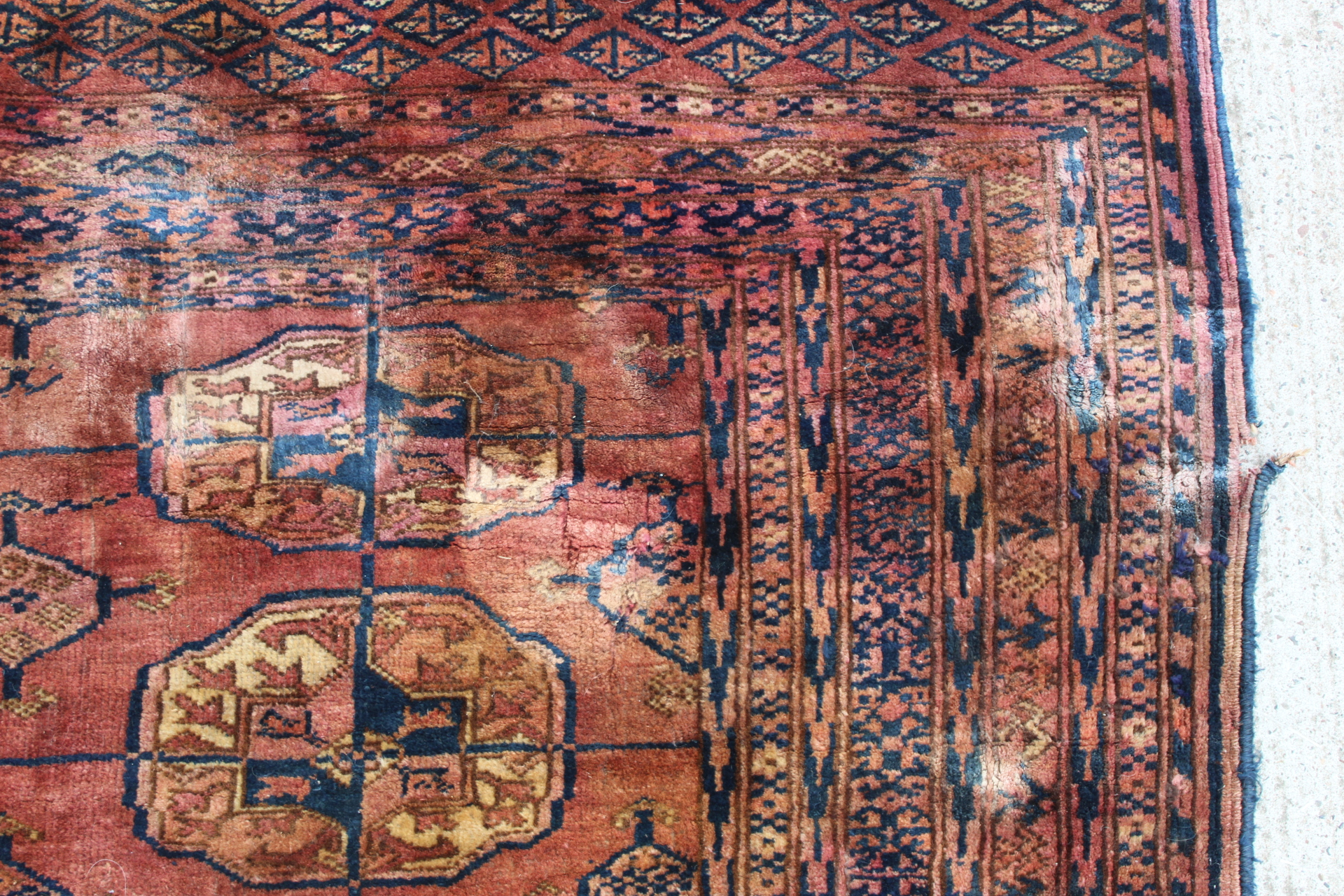 Small Persian Tekke wool rug with three rows of guls, 120cm x 88cm and another 174cm x 116cm. Both - Image 18 of 23