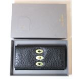 Mulberry Bryn Continental wallet in shiny grain black leather, 19cm wide. Boxed with original tag.
