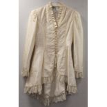 Victoria Rose vintage bridal jacket in cream embroidered and natural silk with frilled neck,