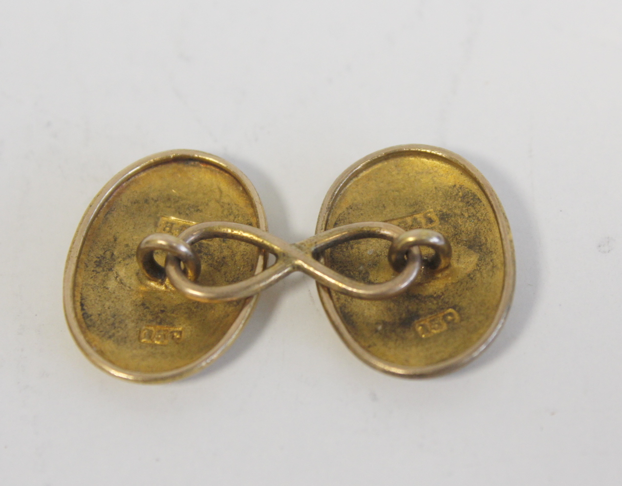 Pair of Victorian gold domed oval cufflinks, monogrammed J.G. by Grinsell & Sons, '15c' and - Image 3 of 3