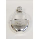 Silver mounted glass hip flask with detachable cup by S. Mordan & Co 1890.