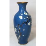 Early 20th century Japanese cloisonne vase of baluster form, the blue ground decorated with