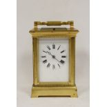 Repeating carriage clock by with silvered lever platform, in gilt brass case of Anglaise
