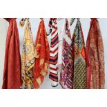 Box of vintage silk and other lady's scarves, including Maroussia, Lucienne Paris, Esprit,