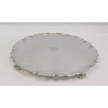 Silver circular waiter with shaped moulded edge 1959, 25.5cm. 18oz.