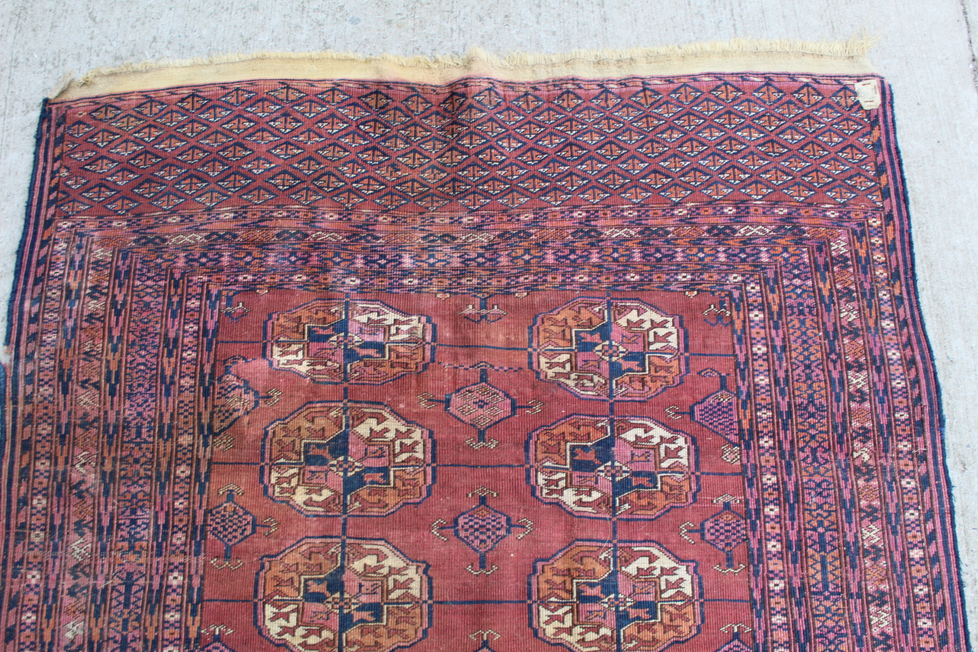 Small Persian Tekke wool rug with three rows of guls, 120cm x 88cm and another 174cm x 116cm. Both - Image 22 of 23