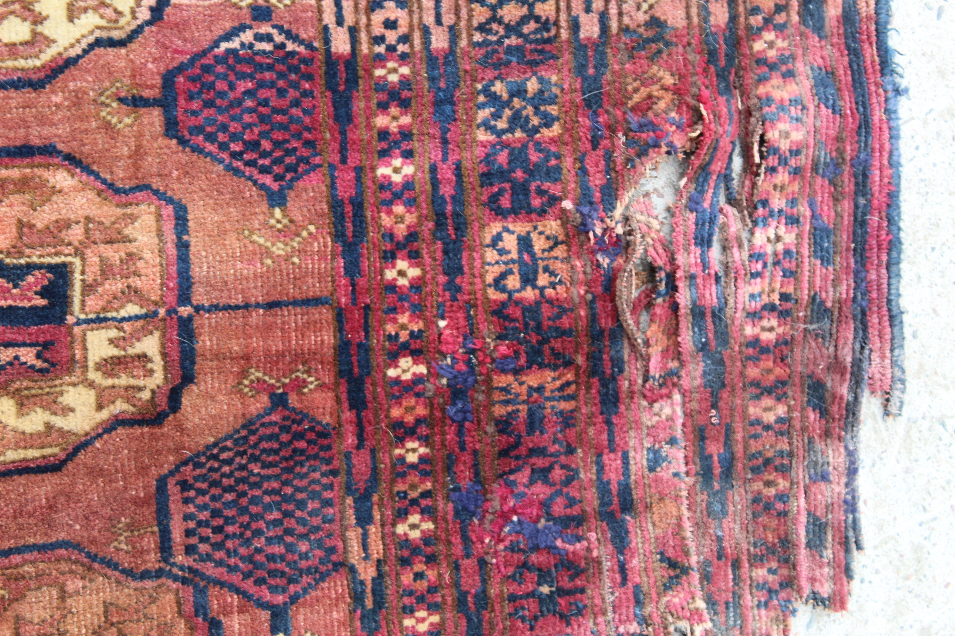 Small Persian Tekke wool rug with three rows of guls, 120cm x 88cm and another 174cm x 116cm. Both - Image 16 of 23