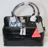 Modalu "Pippa" black crocodile effect leather grab bag, unused, with tags intact, approx. 38cm wide.
