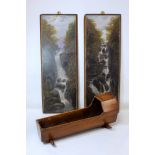 Pair of Victorian oil paintings on mahogany panels depicting Skelwith Force, Brathay, Elterwater and