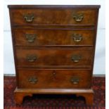 19th century mahogany bedside chest with four graduated drawers raised on bracket feet. 51cm wide,