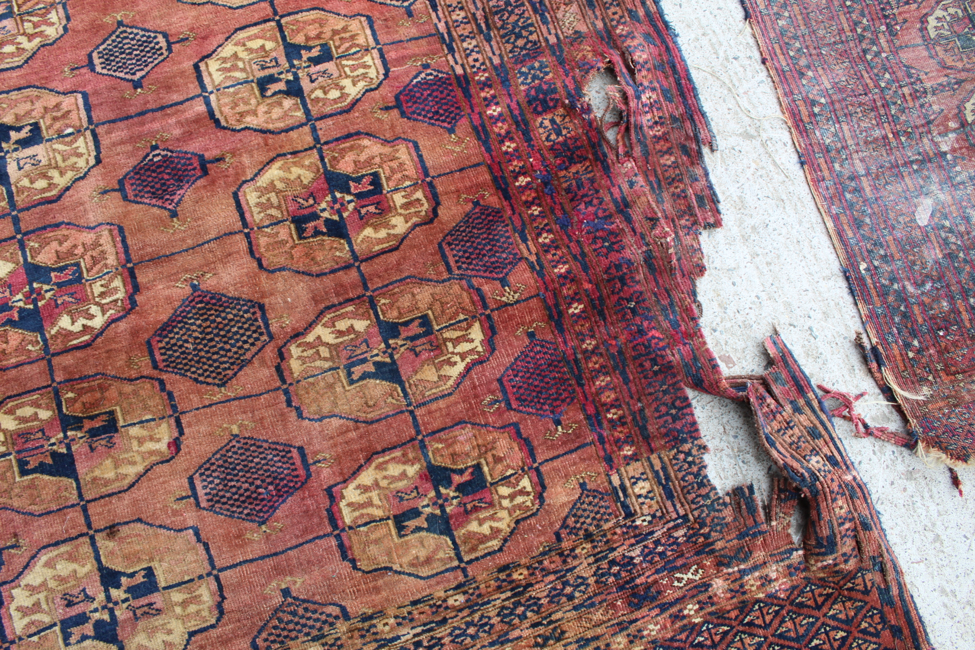 Small Persian Tekke wool rug with three rows of guls, 120cm x 88cm and another 174cm x 116cm. Both - Image 8 of 23