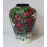 Modern Moorcroft Pottery "Nostalgia" pattern vase designed by Anji Davenport, limited edition no.