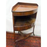 Edwardian inlaid mahogany corner washstand fitted with a drawer