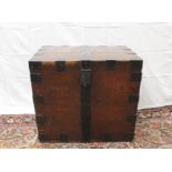 Late 19th Century Victorian iron bound oak silver chest with iron drop hoop handles. 66cm high, 73cm