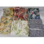 Three pairs of Sanderson floral pattern curtains; blue, each curtain approx. 150cm drop x 125cm