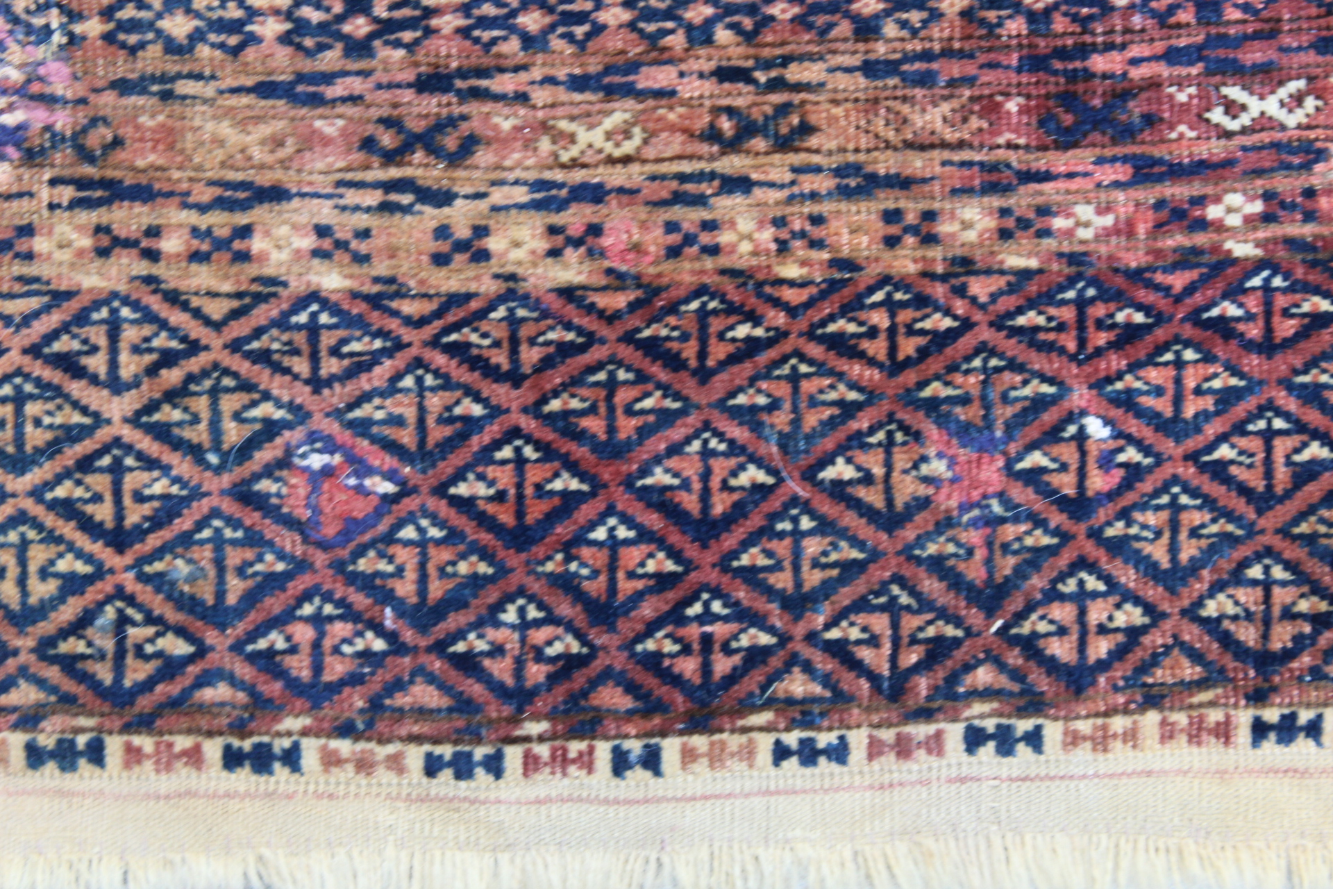 Small Persian Tekke wool rug with three rows of guls, 120cm x 88cm and another 174cm x 116cm. Both - Image 15 of 23