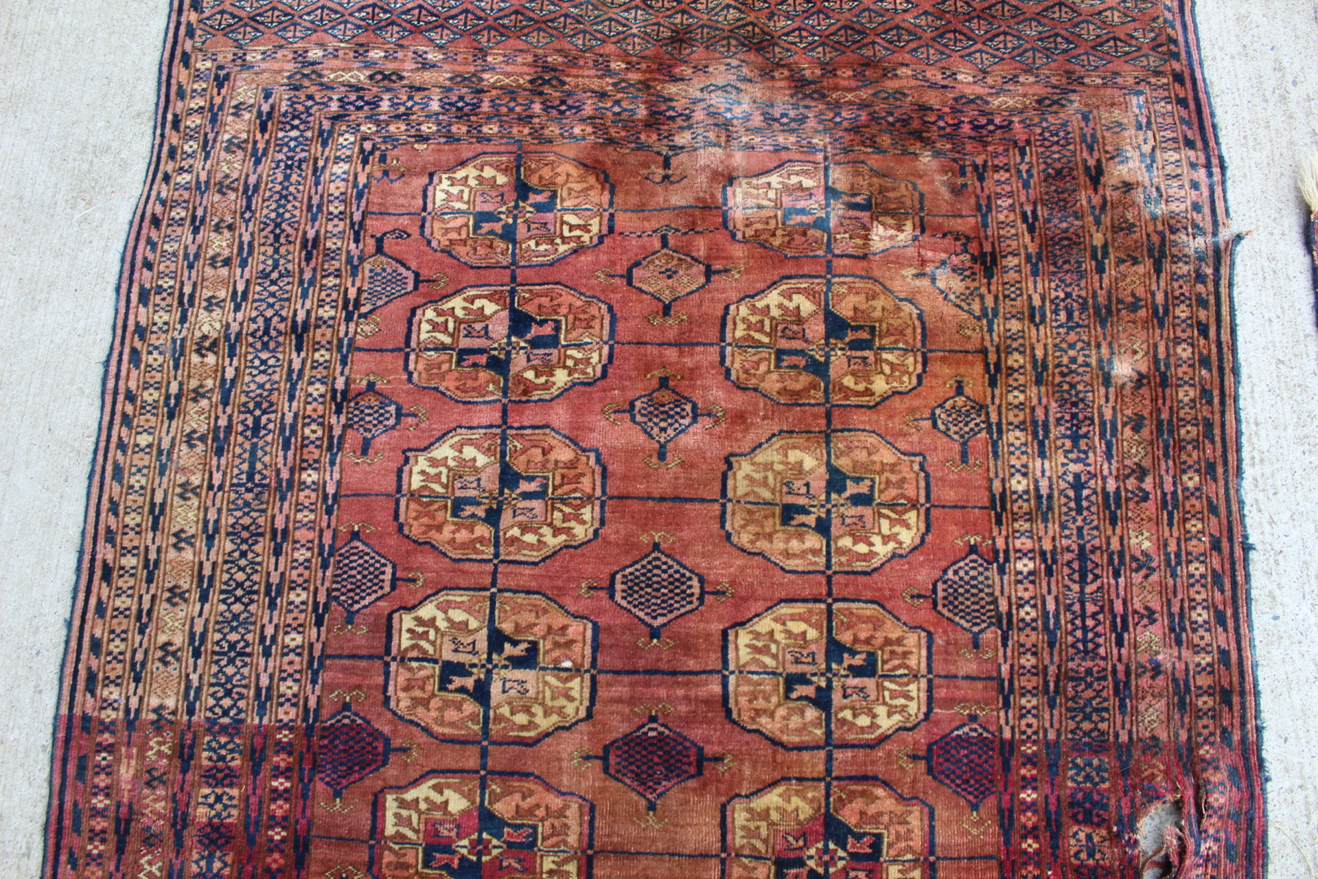 Small Persian Tekke wool rug with three rows of guls, 120cm x 88cm and another 174cm x 116cm. Both - Image 10 of 23