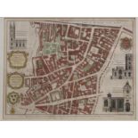 COLE B. 18th cent. coloured engraved plan of Broad St. Ward & Cornhill Ward, London, 1750. 12" x