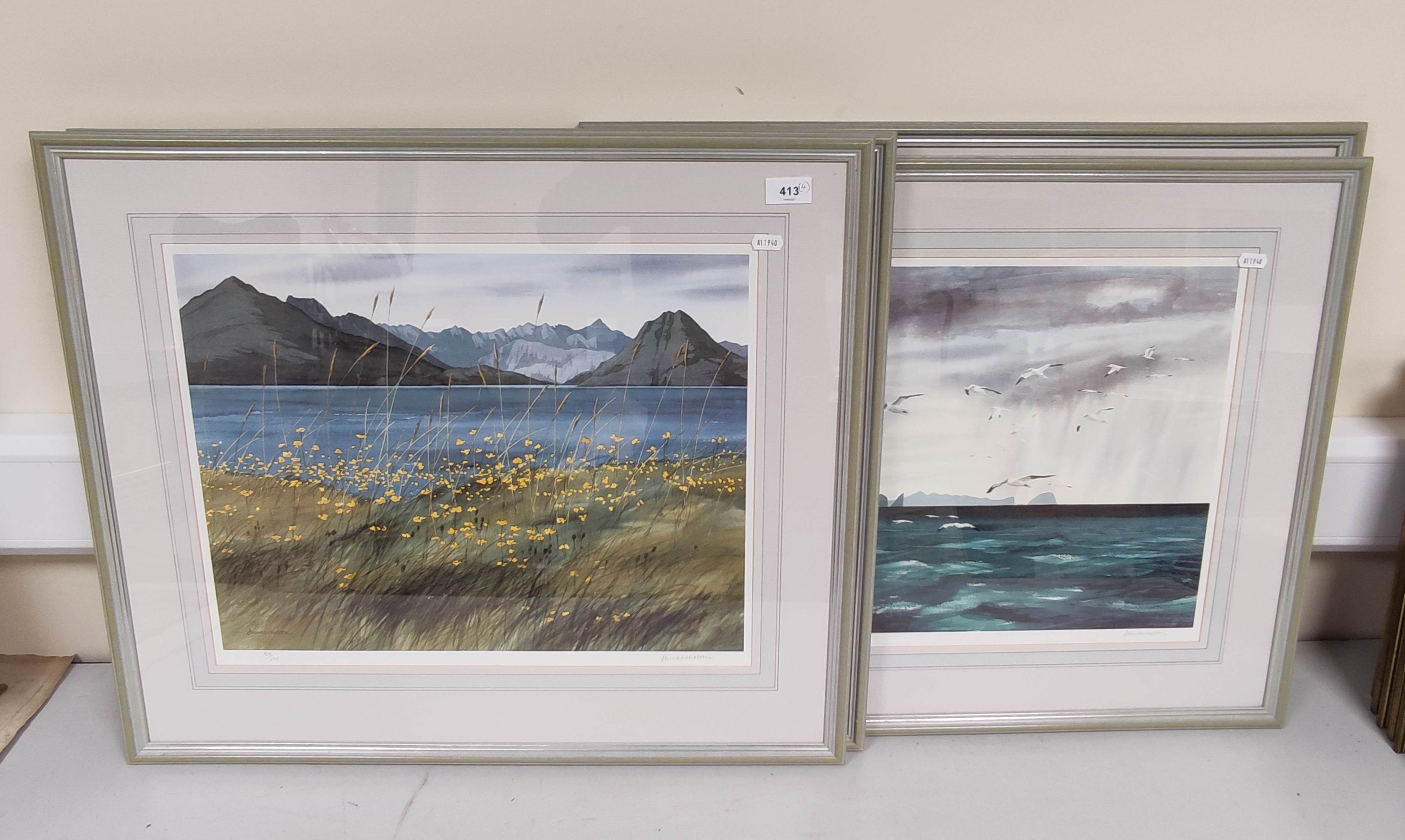 Jim Nicholson. Set of 4 pencil signed colour prints, ltd. eds. 500. Views in Skye & Scotland.