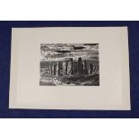 GERTRUDE HERMES R.A. Stonehenge Pencil signed ltd ed. wood engraving 27/75, dated 1963 25 x 35cms