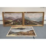 19TH CENTURY SCOTTISH SCHOOL. Highland landscapes with cattle, sheep & drover. Pair of oils on