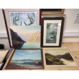 Various Pictures & Prints including oils of Skye & the Highlands.