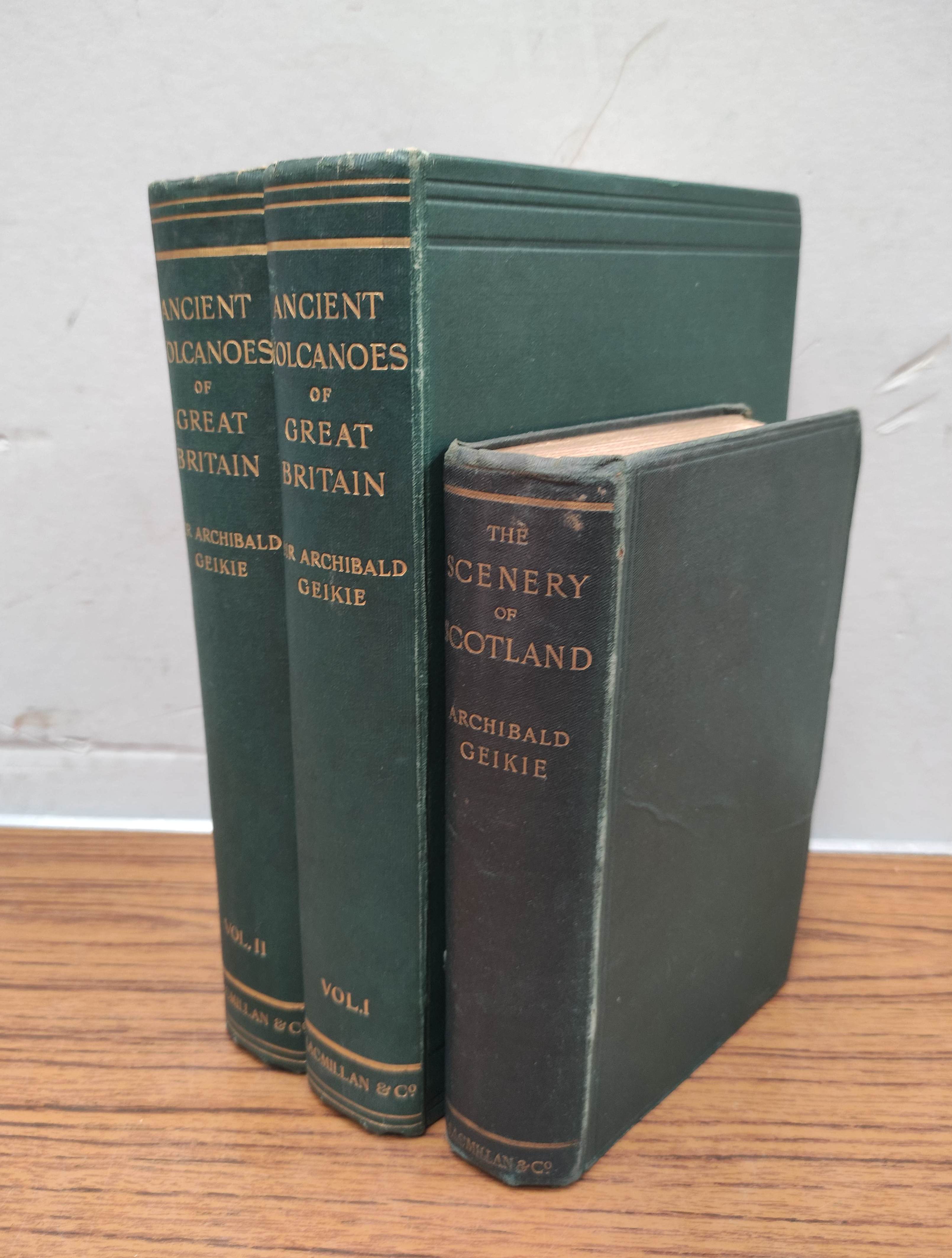 GEIKIE ARCHIBALD.  The Ancient Volcanoes of Great Britain. 2 vols. Illus. Quarto. Orig. green cloth.