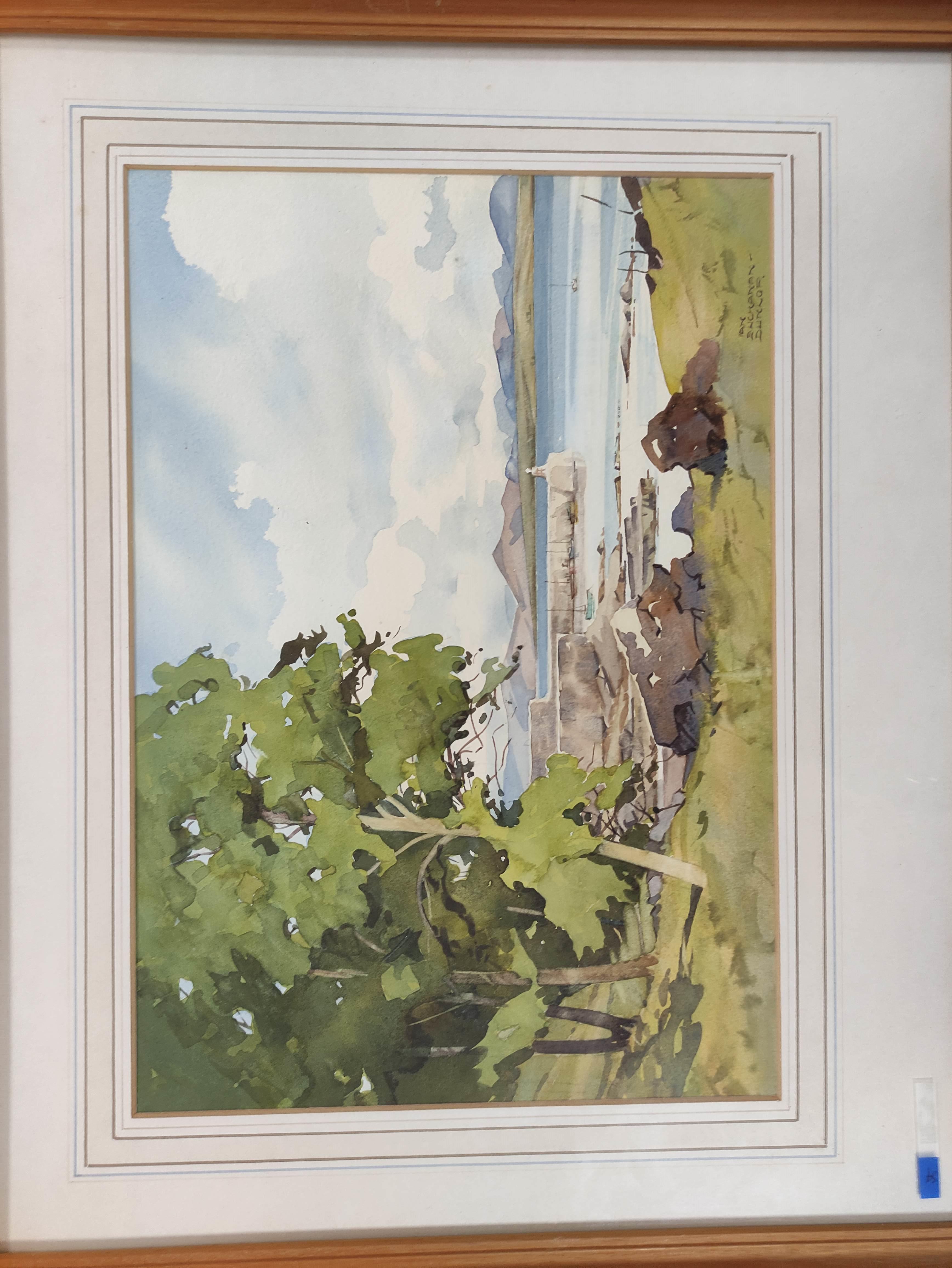 IAN BUCHANAN DUNLOP. Corrie Harbour. Signed, watercolour. 26cm x 36cm. - Image 3 of 5