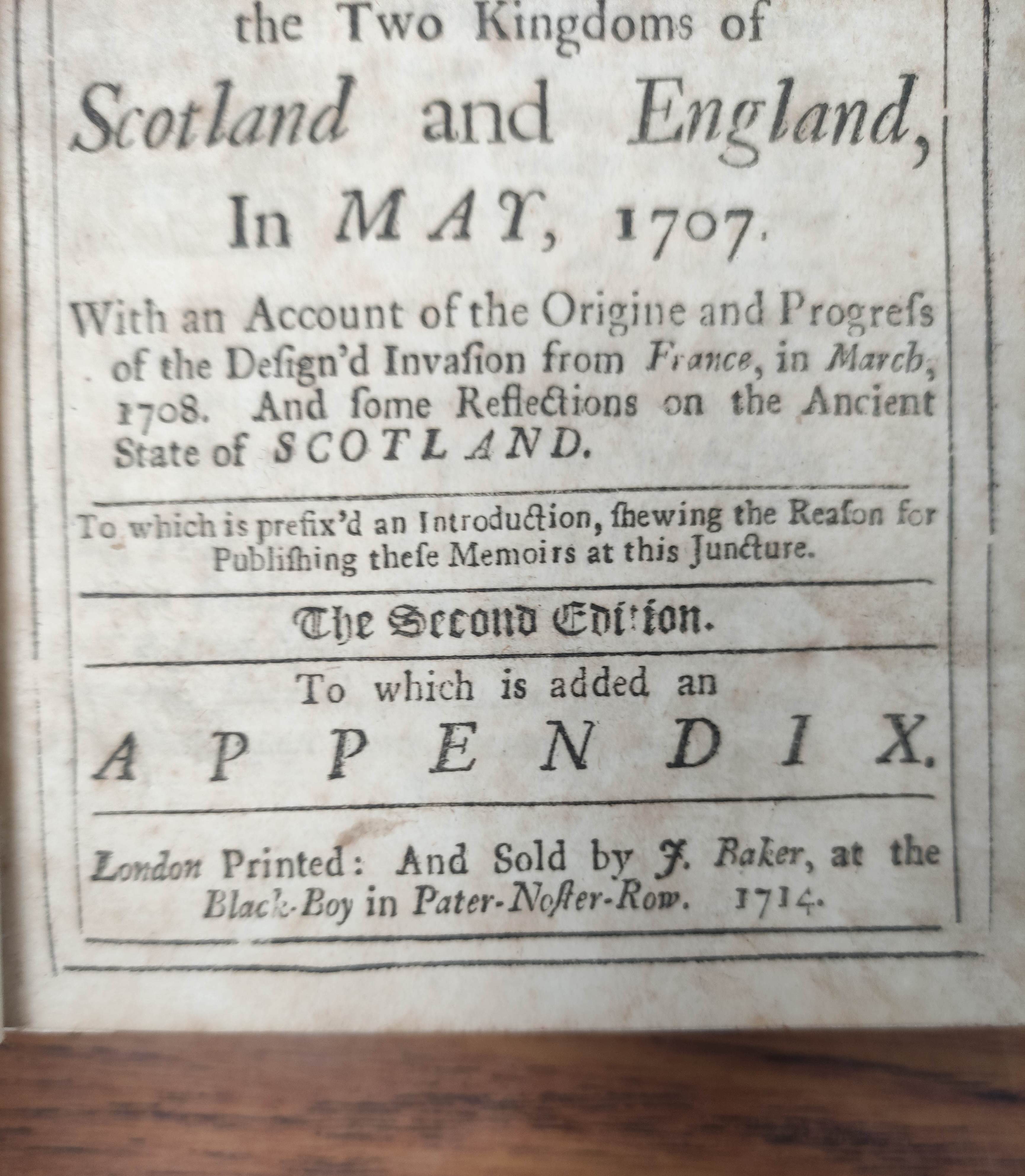 (LOCKHART GEORGE).  Memoirs Concerning the Affairs of Scotland from Queen Anne's Accession to the - Image 9 of 11