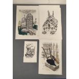 PAUL SHARP - original artwork. 5 pen & ink drawings, with some wash, depicting Scottish museum