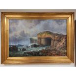 SCOTTISH SCHOOL C.1800. Fingals Cave, Staffa. Oil on canvas. 58cm x 88cm.