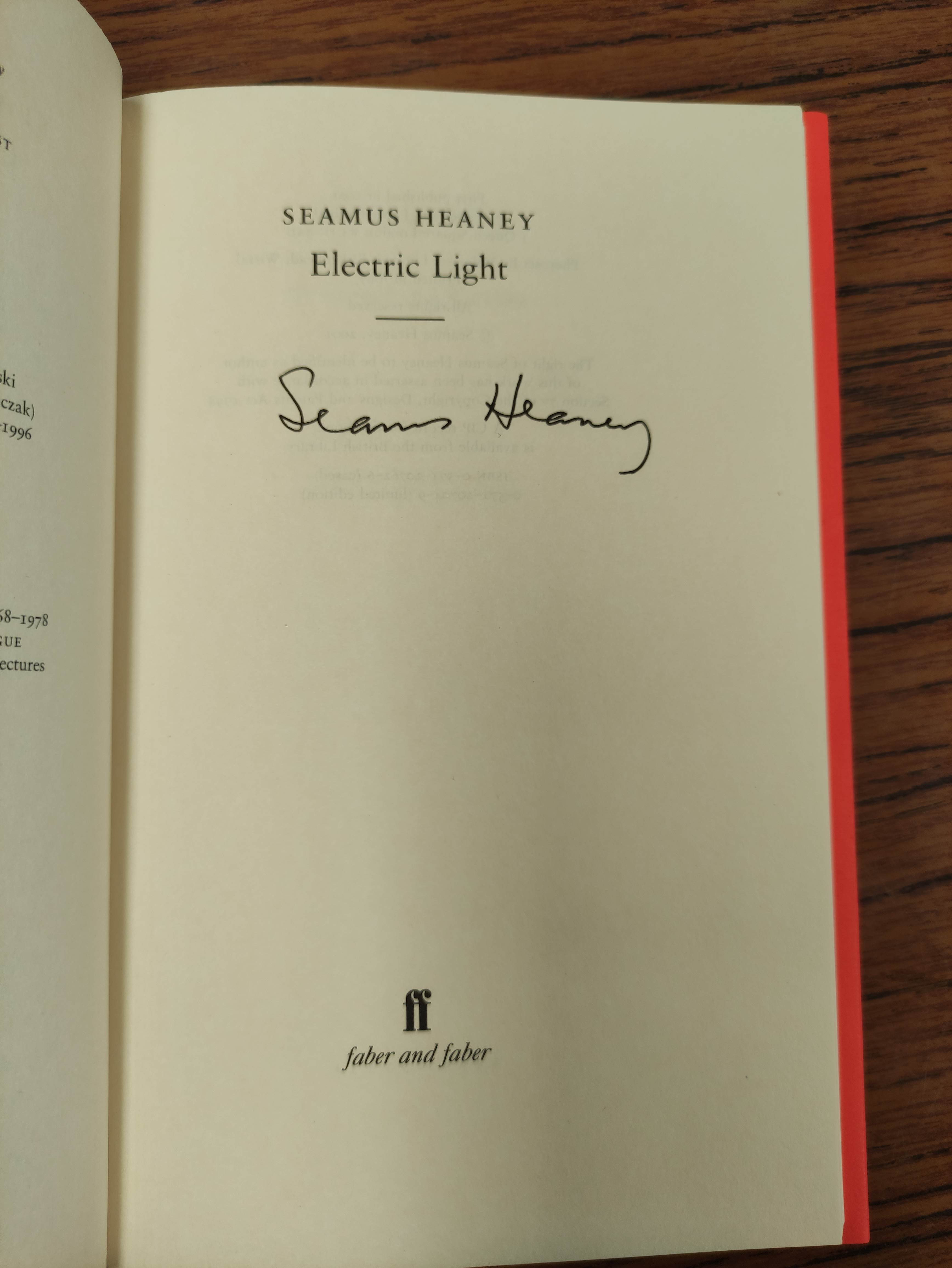 HEANEY SEAMUS.   Electric Light. Ltd. ed. 297/300 signed by Heaney. Slip case, sealed in orig. - Image 5 of 6