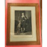 James Stewart, Duke of Richmond. Large engraving by Richard Easton after Van Dyke, 1773. Oak frame.