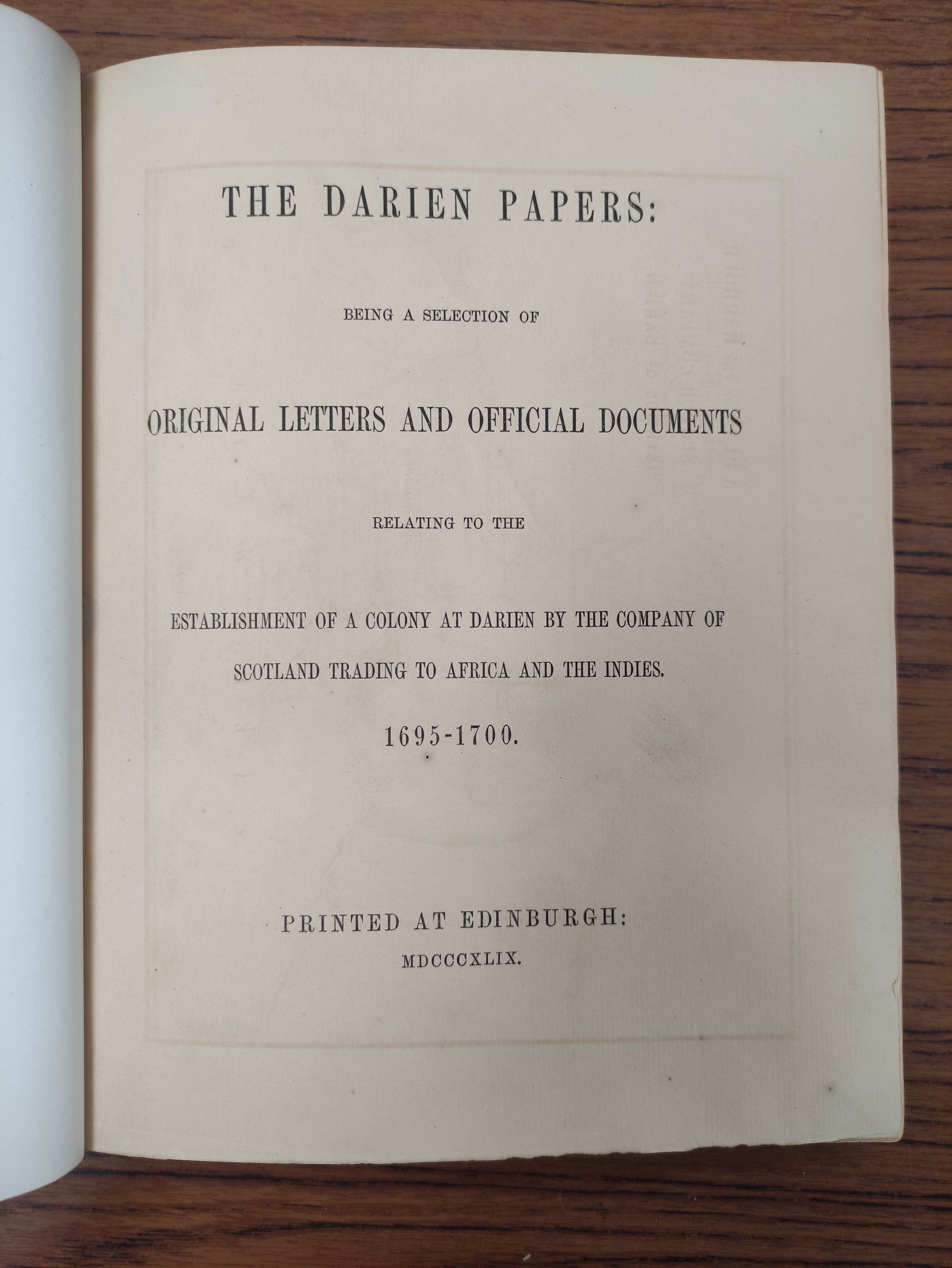 BANNATYNE CLUB.  The Darien Papers being a Selection of Original Letters & Official Documents - Image 5 of 8