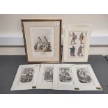 R. Havell.  Costume of the Druidical Order. Hand coloured engraving, pub. 1815; also a bundle of