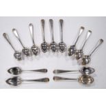 Twelve late 18th century/early 19th century silver dessert spoons, to include three by William Auld,